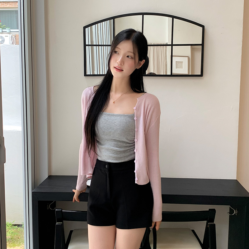 로펜 V넥 트임 골지 긴팔 가디건 cd3438 이미지 4