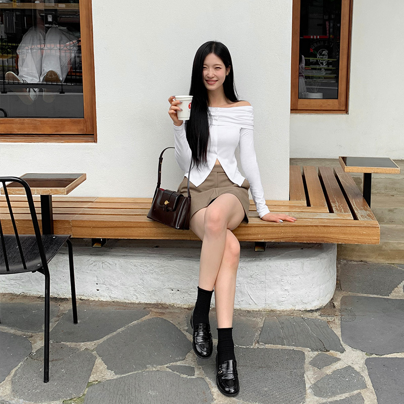 (여리핏) 오프숄더 긴팔 골지 티셔츠 데일리 ts4686 - 상세 이미지 3