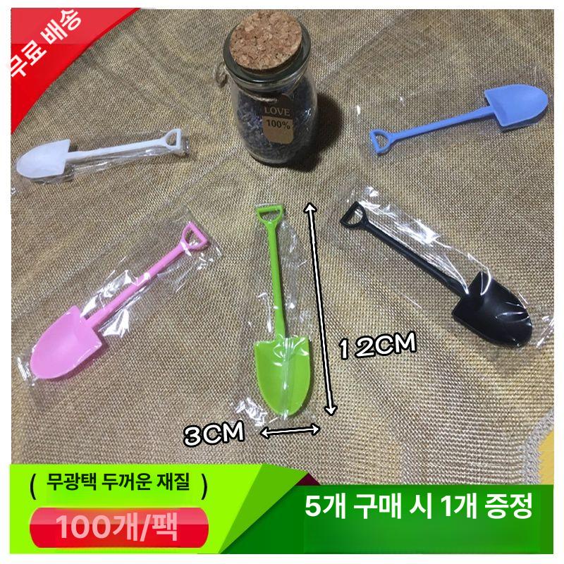 일회용 스푼 삽모양 산포장 디저트 요거트 카페 포장 혼합색 묶음 100개 시 증정 5팩 - 상세 이미지 4