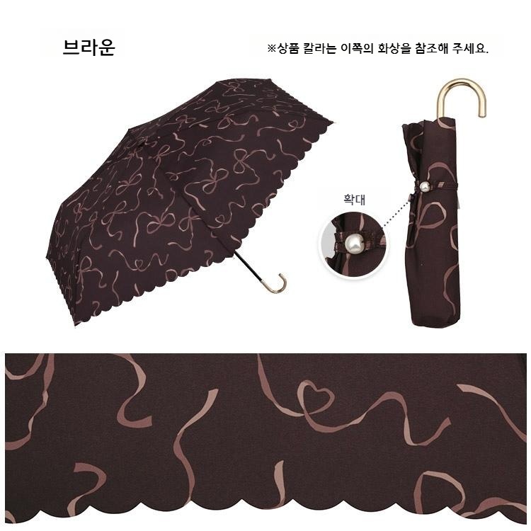 Wpc 하트 리본 접이식 미니 우산 여성용 우양산 4780-015-002 핑크 - 상세 이미지 4