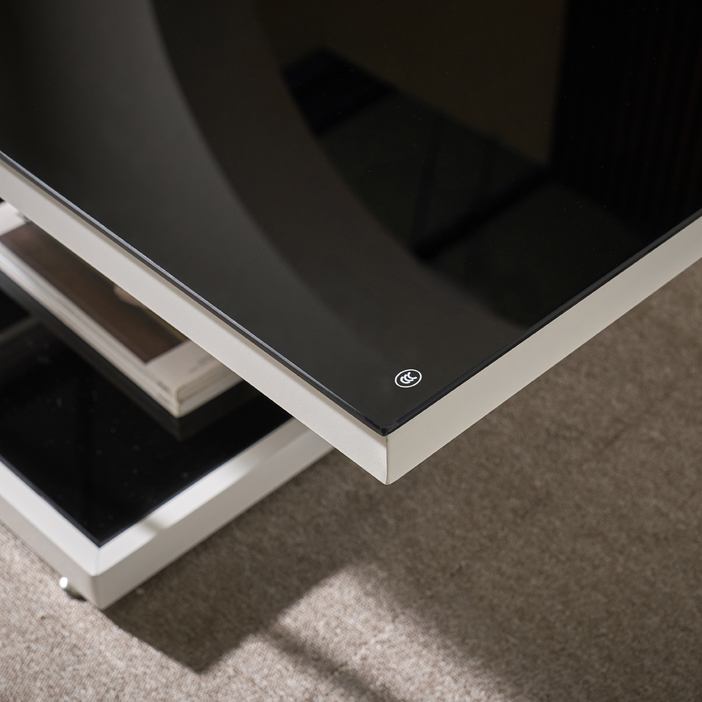 넥서스 2단 강화유리 1200 거실테이블 블랙