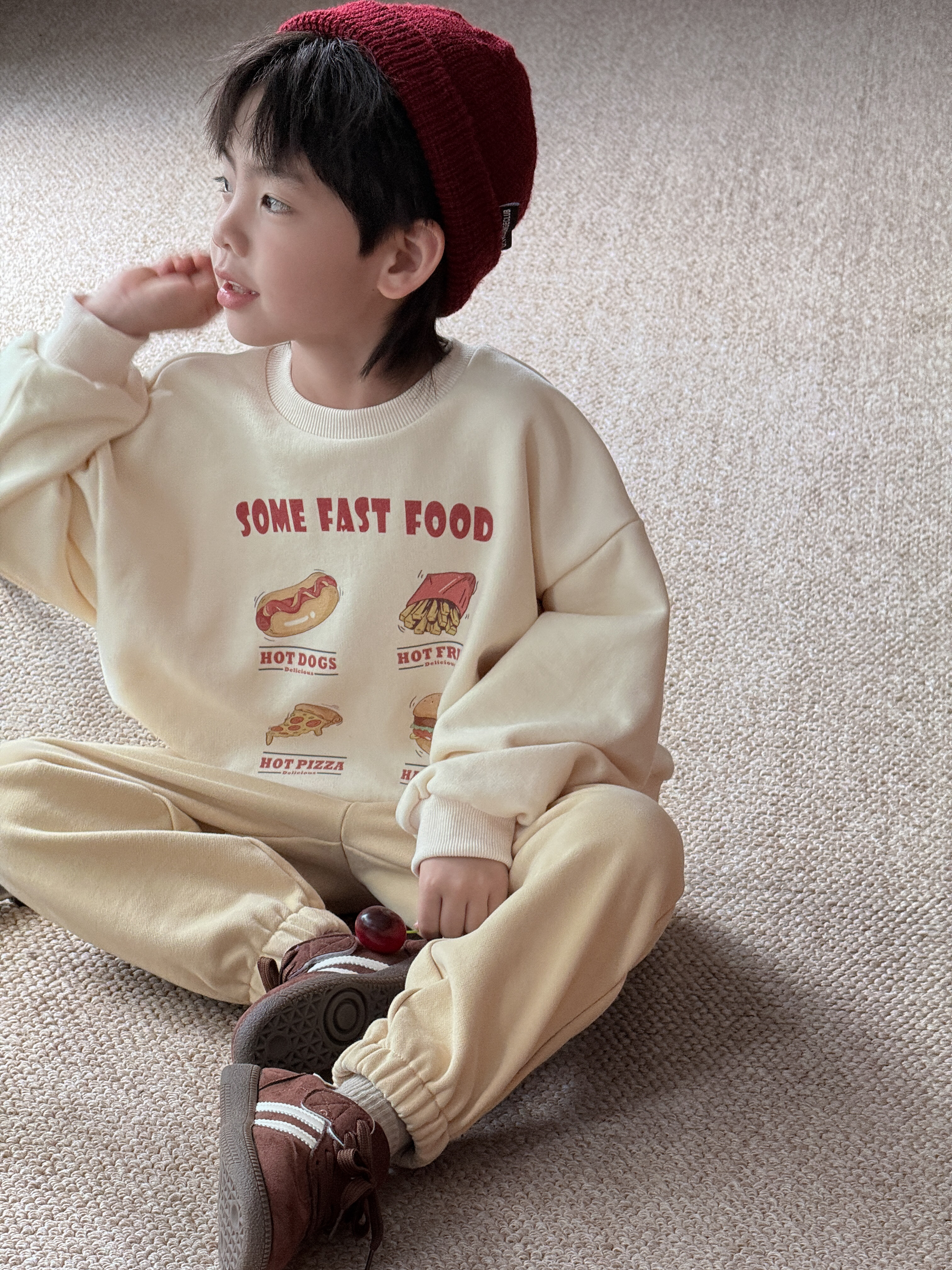 SOME FAST FOOD 프린트 베이직 양기모 맨투맨 유아 주니어 가을 겨울 - 상세 이미지 4