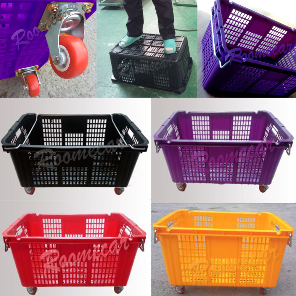 이동식 이사 바구니 1개입 플라스틱 농산물 운반 바퀴 케이스