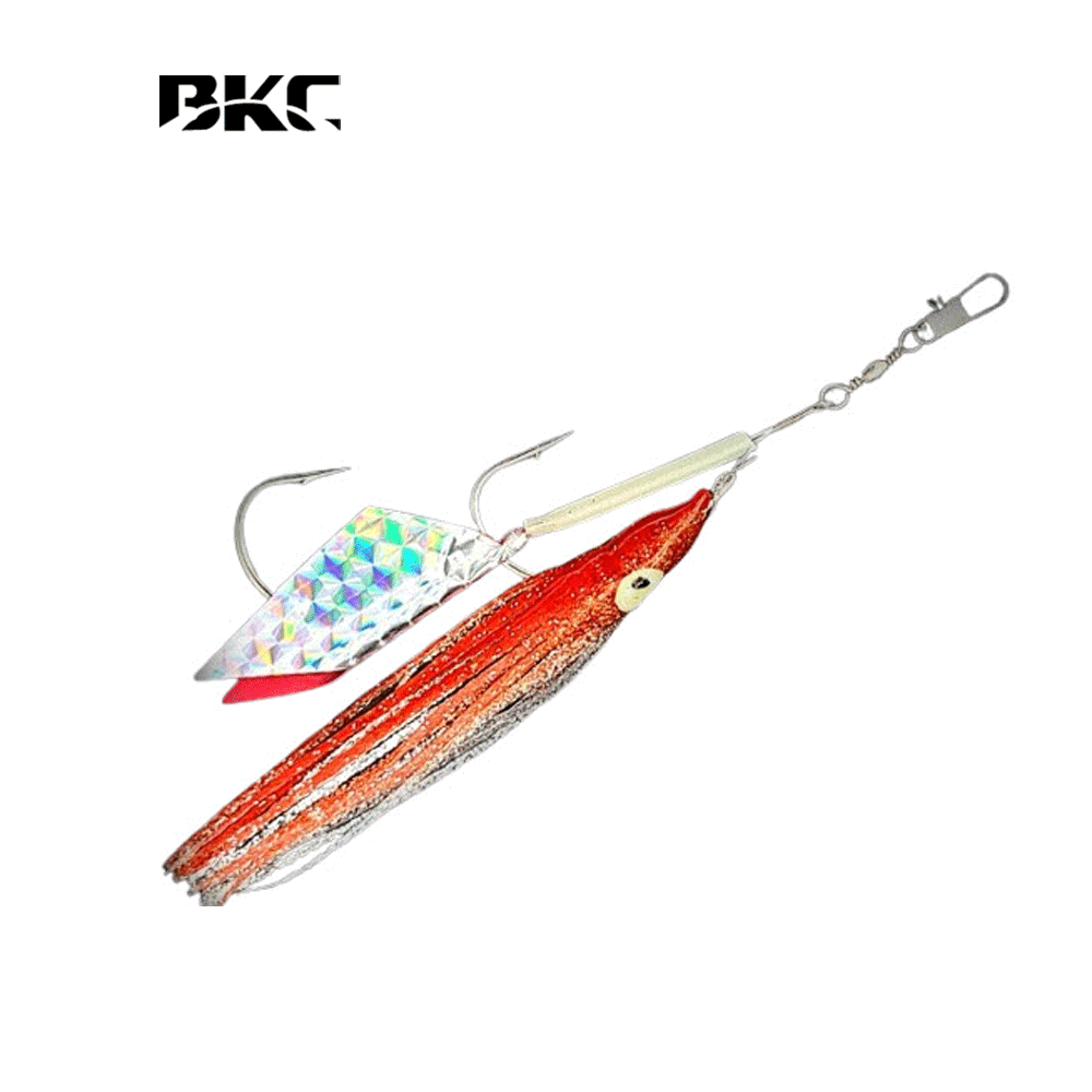 백경 왕 대구 꼴뚜기 지깅 낚시 세이코 틴셀 더블 바늘 스커트 채비 35호, 실버레드 - 상품 이미지