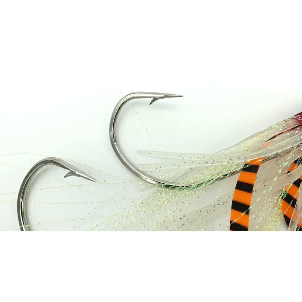 트리플히트 대구 꼴뚜기 지깅 낚시 세이코 틴셀 더블 바늘 스커트 채비 40호, 펄레드 - 상세 이미지 5