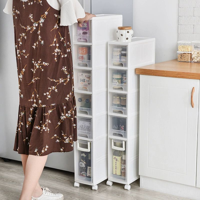 얇은수납장 냉장고 세탁기 서랍장 다용도 선반 16면폭-4층-슬라이딩휠 포함 비설치 - 상세 이미지 3