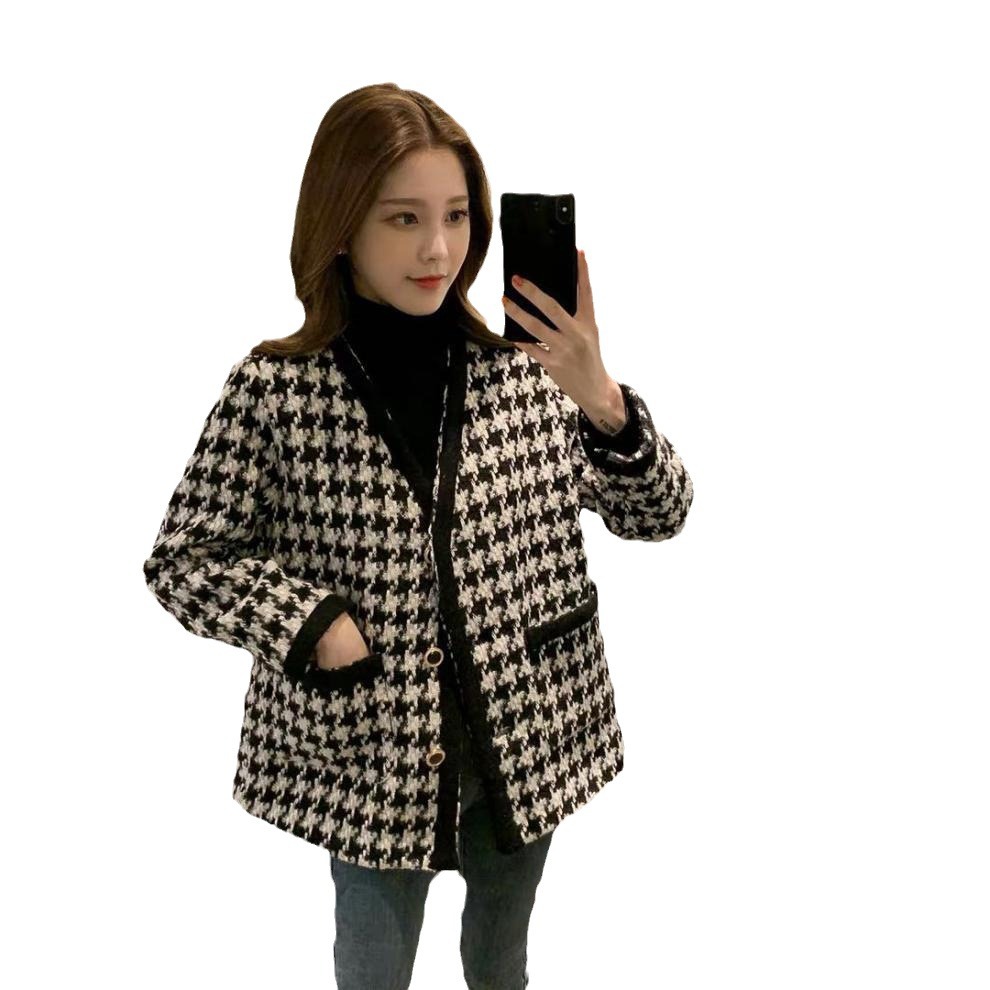 가을 겨울 결혼식 하객룩 트위드 재킷  블랙 - 상세 이미지 5