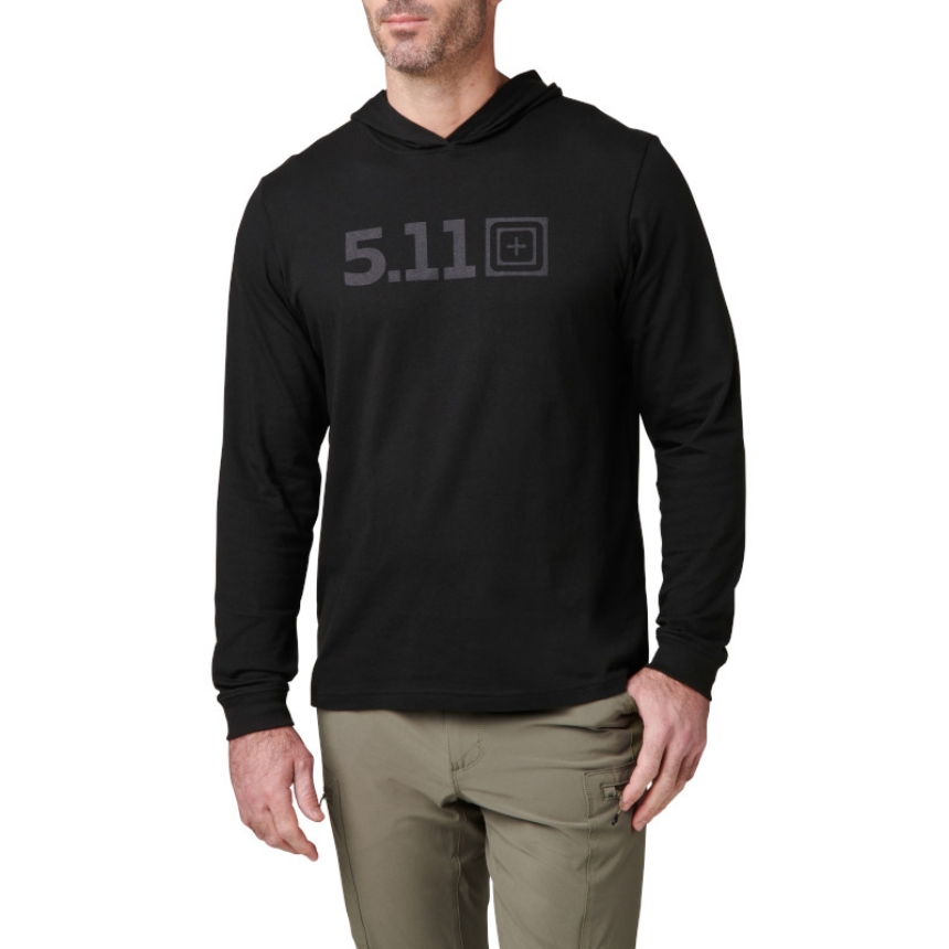 5.11 택티컬 511로고 후드 티셔츠(블랙) - Hooded Long Sleeve Tee (Black) - 상품 이미지
