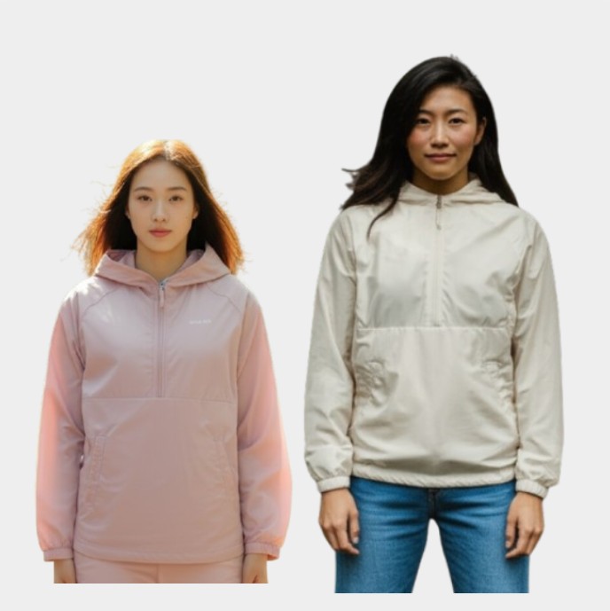 블랙야크 여성 여름 간절기 냉감 포켓형 프론트 아웃도어 바람막이 아노락 자켓 - 상품 이미지