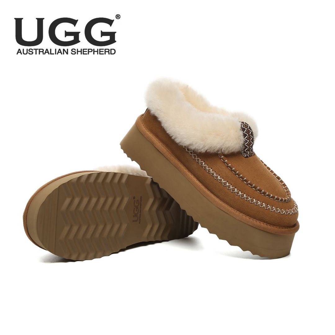 호주 에버어그 산타나 양털 플랫폼 통굽 겨울 스트랩 여성 어그 슬립온 슬리퍼 AS2093