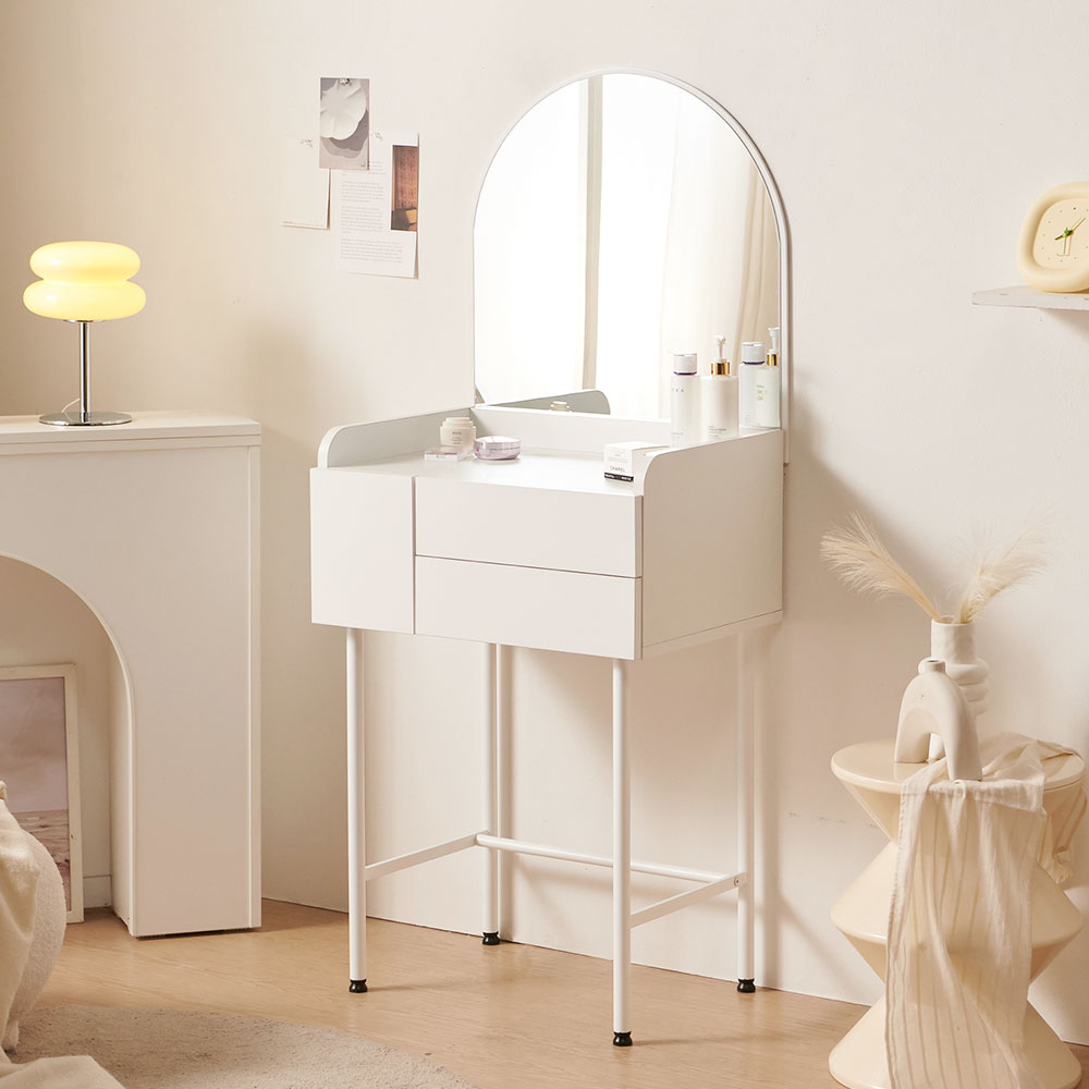 니지 미니 600 거울 서랍장 미니 틈새 수납 화장대 화이트