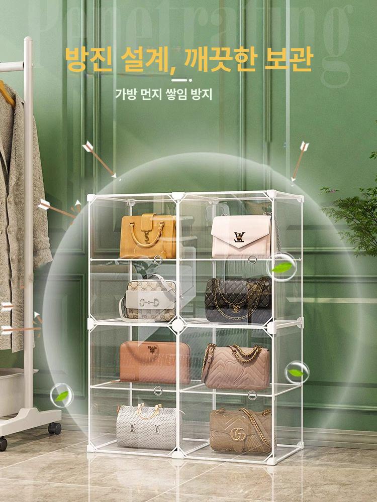 투명 가방진열대 디스플레이 핸드백 칸막이 진열대 수납 1열 6층 대형 12-18개 대형 가방 가능 - 상세 이미지 3