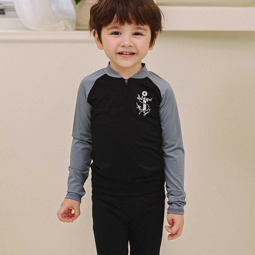 토토헤로스 대쉬 래쉬가드 긴팔 긴바지 세트 블랙 남아 키즈 수영복 웻슈트 - 상세 이미지 2