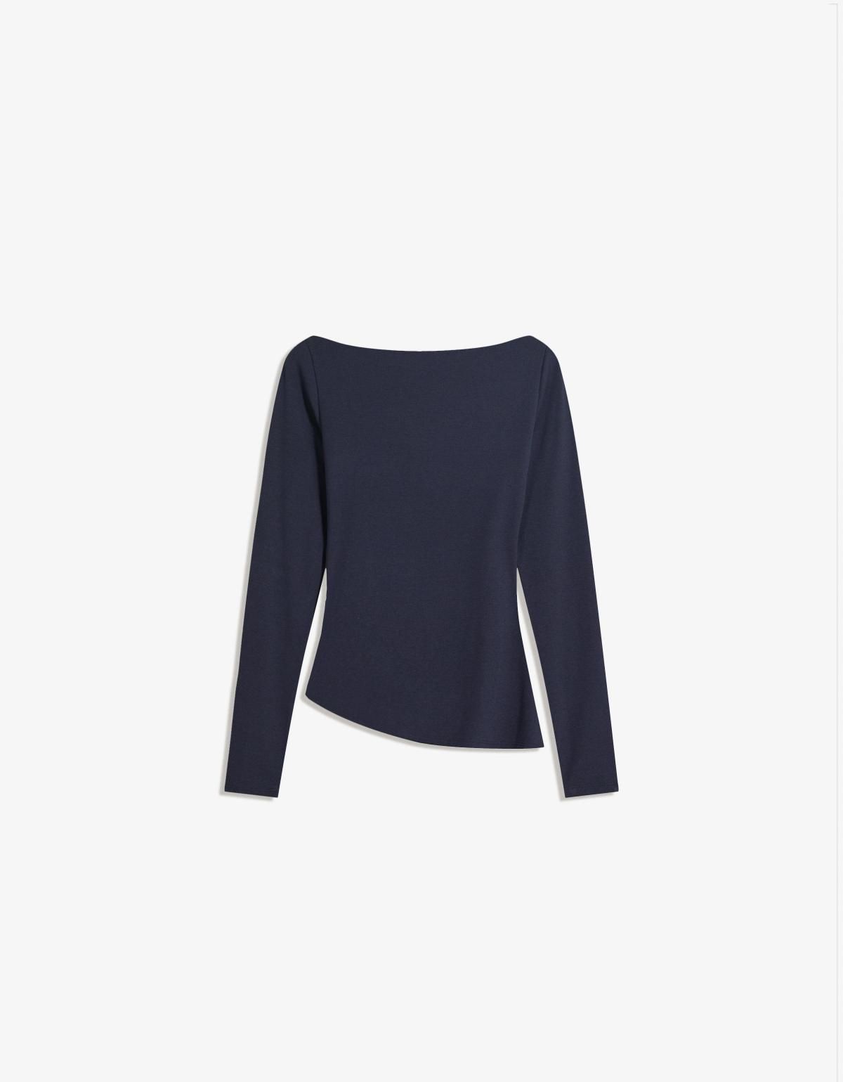 버쉬카 모던 비대칭 긴팔 티셔츠 7545/360 NAVY - 상품 이미지