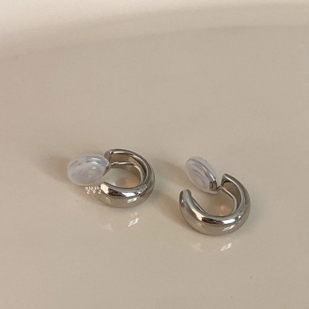 심플 C라인 이어커프 귀 안뚫는 두꺼운 링 귀찌 12mm 이미지 8
