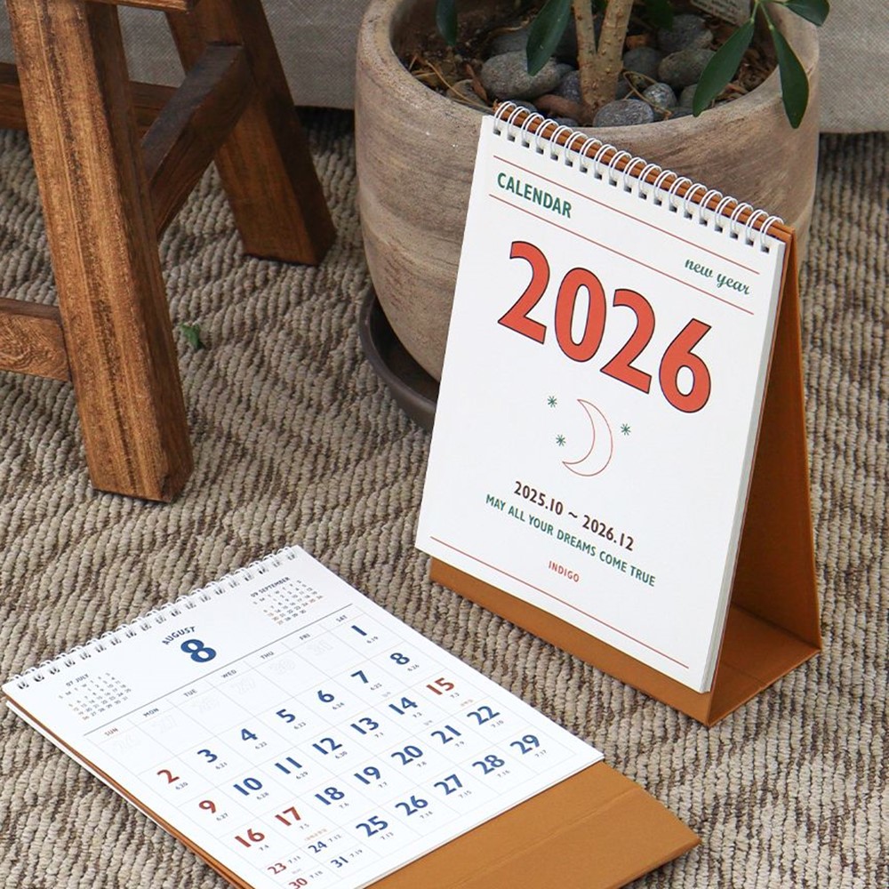 2026 년 탁상 달력 레트로 음력 24절기 26년 데스크 캘린더 인디고 - 상세 이미지 3