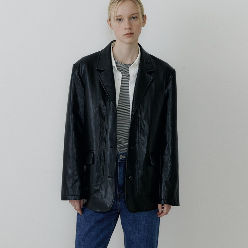 [블루브릭] Most leather jacket (black)