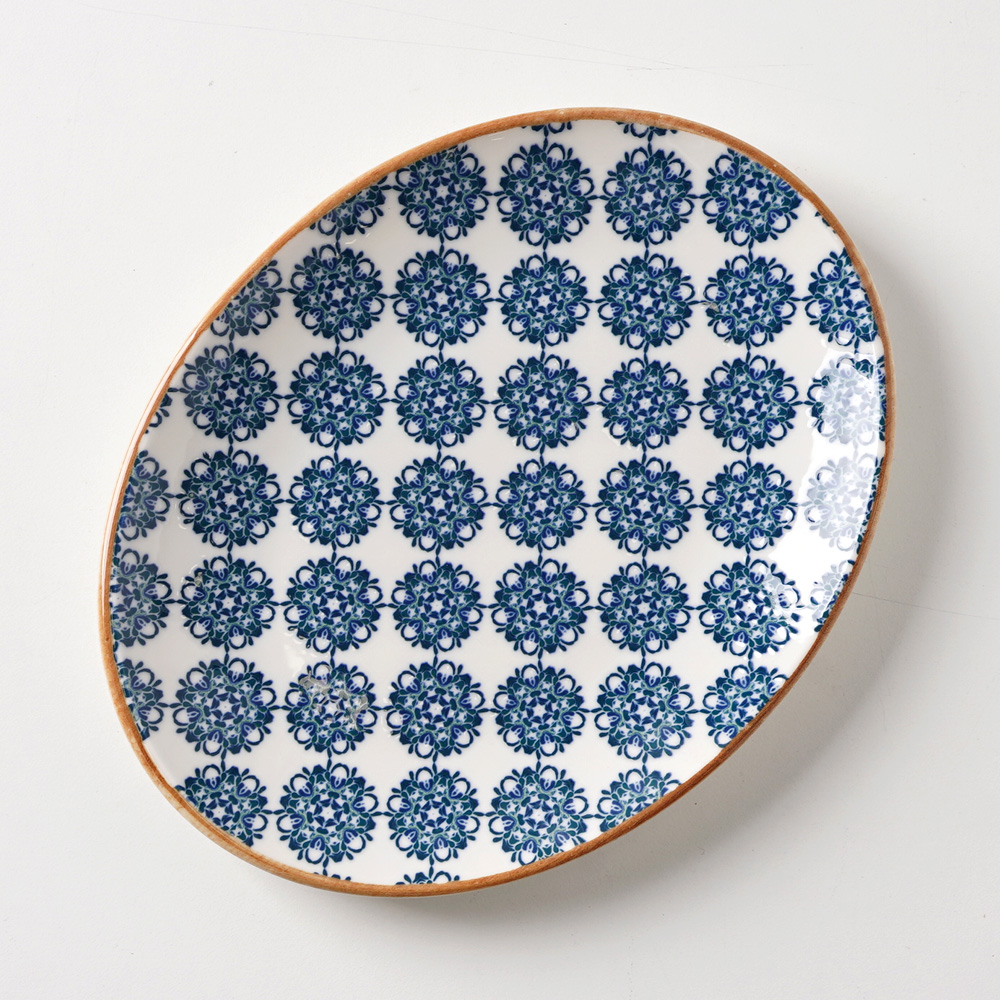 세랍 도자기 접시 터키 빈티지 수입 그릇 1개, 24.7cm, 타원 - 상세 이미지 3
