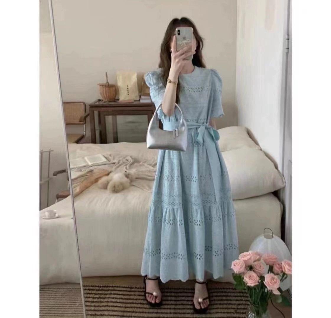 플라워 레이스 자수 케미컬 망사원단 꽃무늬 3XL 87.5-100.0kg 라이트블루 - 상세 이미지 2