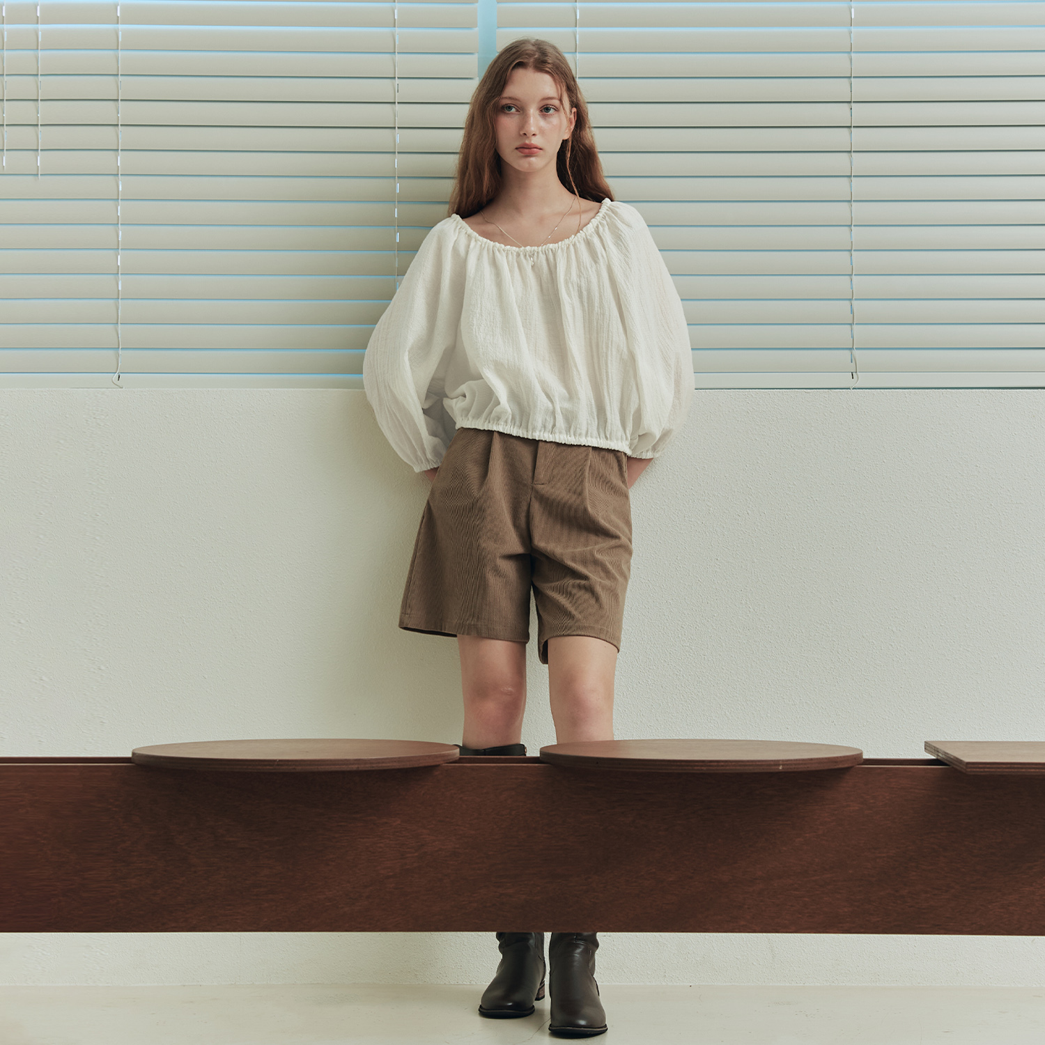 [제로스트릿] 블리스 셔링 블라우스 BLISS SHIRRING BLOUSE / CREAM - 상세 이미지 3