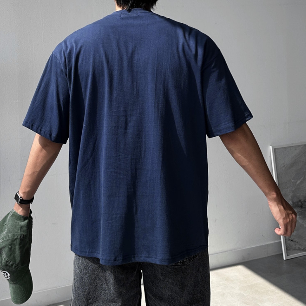 남자 로글 박스 오버핏 여름 레터링 프린팅 반팔티 - 상세 이미지 3