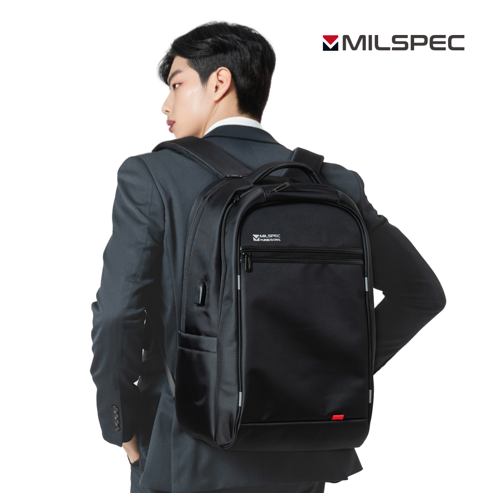 밀스펙 대용량 노트북 백팩 비지니스 방수 방검 USB 블랙 남자 가방