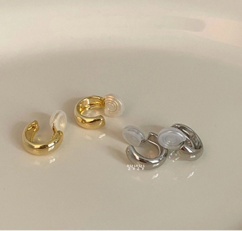 심플 C라인 이어커프 귀 안뚫는 두꺼운 링 귀찌 12mm 이미지 7