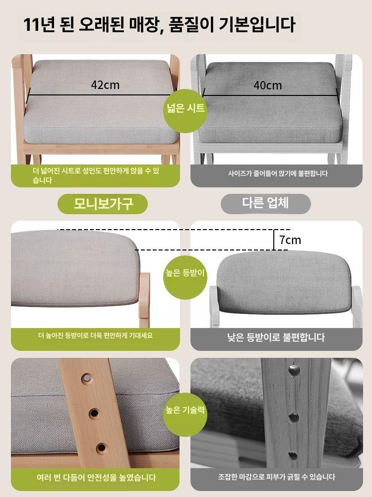 의자 등받이 높이조절 스툴 가정용 팔걸이 업그레이드 2.0 두껍고 두꺼운 연그레이 - 상세 이미지 3
