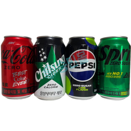뚱캔 제로 코카콜라 칠성사이다 펩시 스프라이트 355ml x 각 6개씩 총 24캔