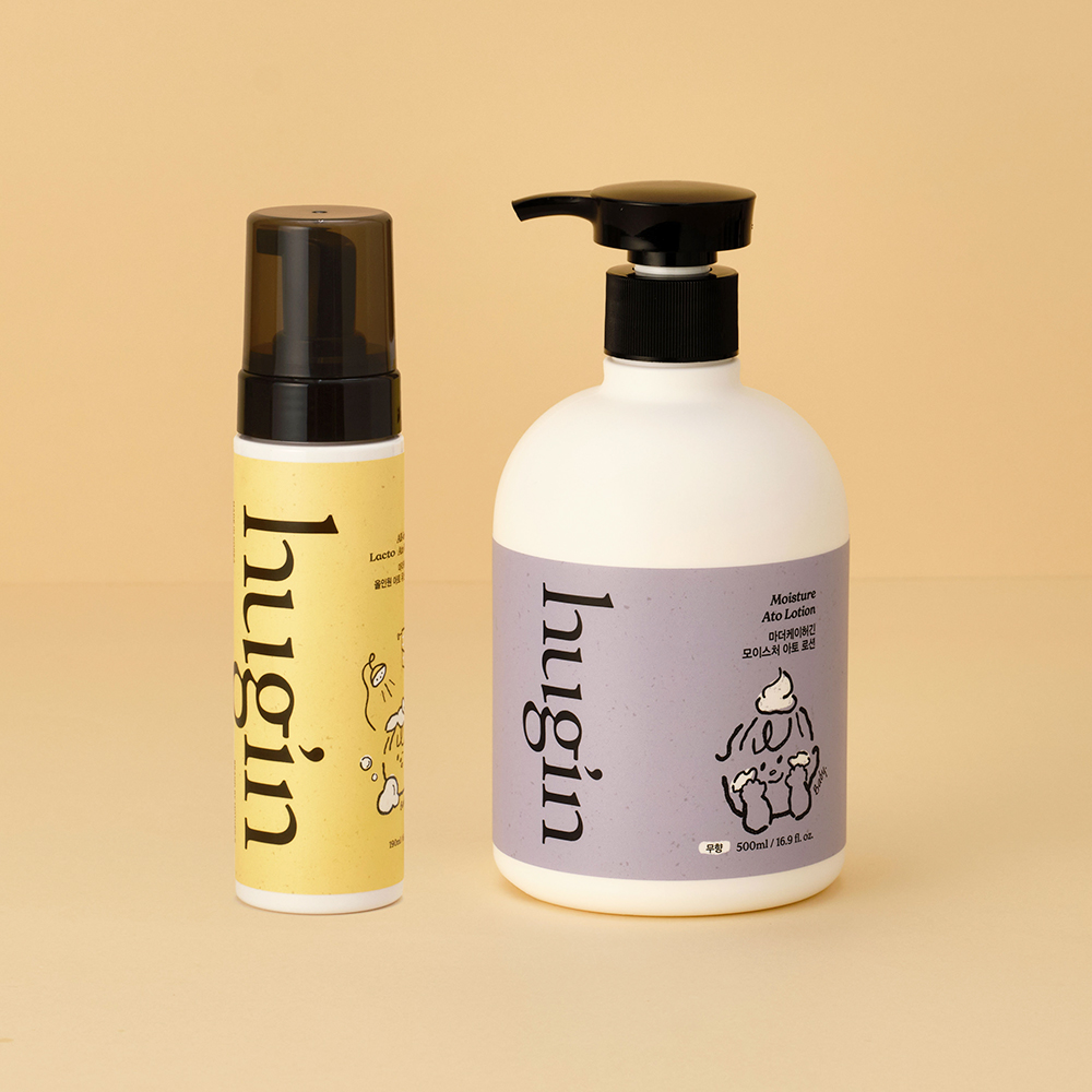 허긴 아기 신생아 데일리세트 (아토 로션 500ml+올인원 유산균샤워 190ml)