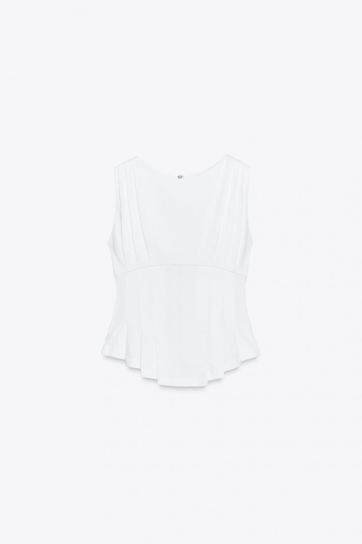 자라 플리츠 민소매 지퍼 티셔츠 3253/802 WHITE - 메인 이미지