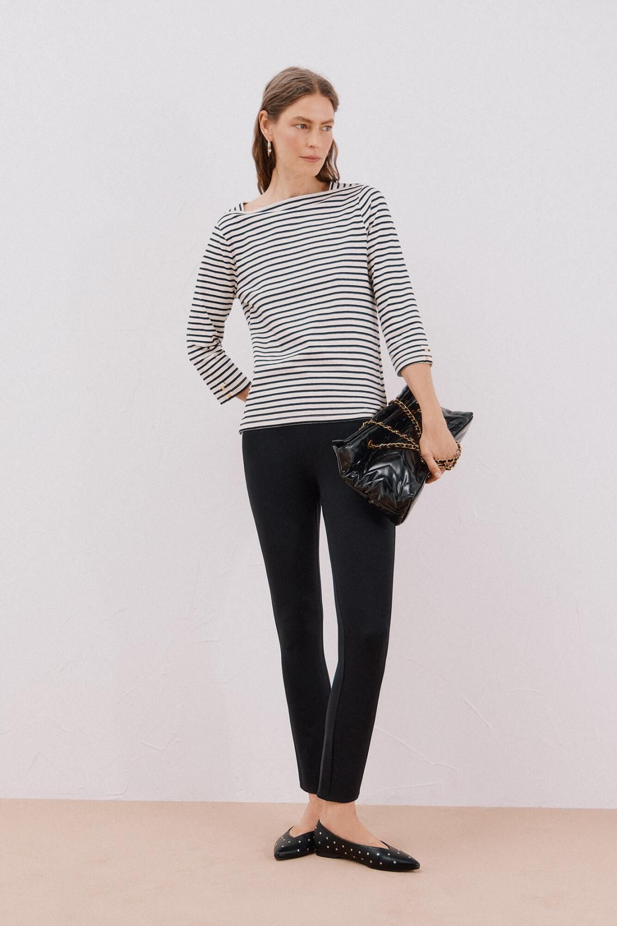 꼬르떼피엘 마린 스트라이프 보트넥 코튼 긴팔 티셔츠 6322483 ESTAMPADO BLANCO - 상세 이미지 4