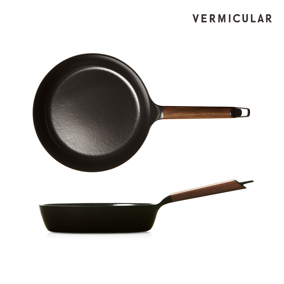 [깊은팬] 버미큘라 주물 법랑 무쇠 프라이팬 26cm, 월넛