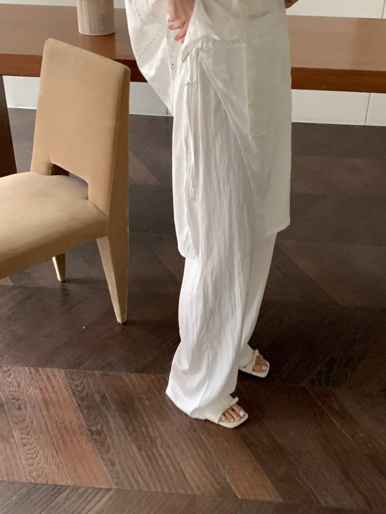 오버무드 바스락 랩 미디 스커트 레이어드 스트랩 리본 치마 바지 밴딩 팬츠 3color - 상세 이미지 5