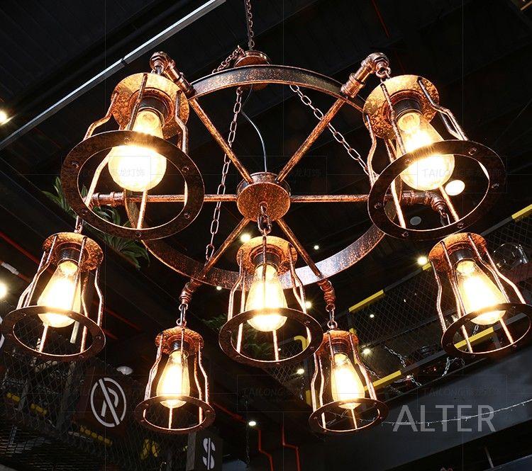 파이프 조명 엔틱 실린더 파인다이닝 기어 전구 식당 카페 7구 톱니형 (4W LED) - 상세 이미지 2