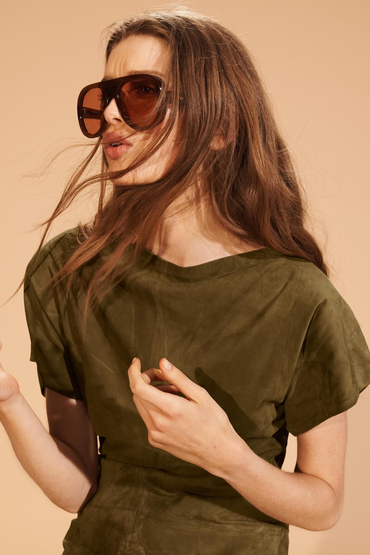 자라 프리미엄 스웨이드 롱 드레이프 원피스 1966/985 OLIVE GREEN - 상세 이미지 5