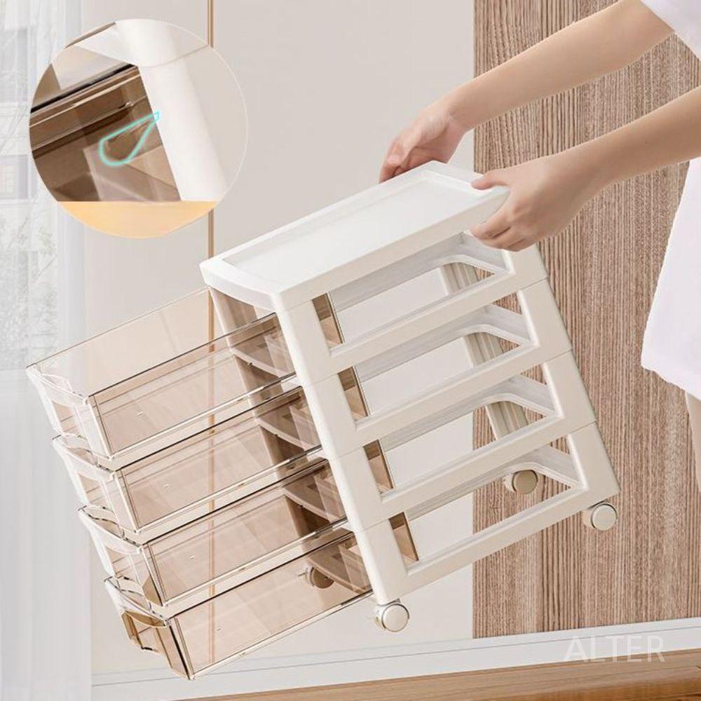 이동식 트롤리 서랍장 다층 책꽂이 수납함 캐비닛 바퀴달린 3층 34.2x26.7x64.5cm - 상세 이미지 3