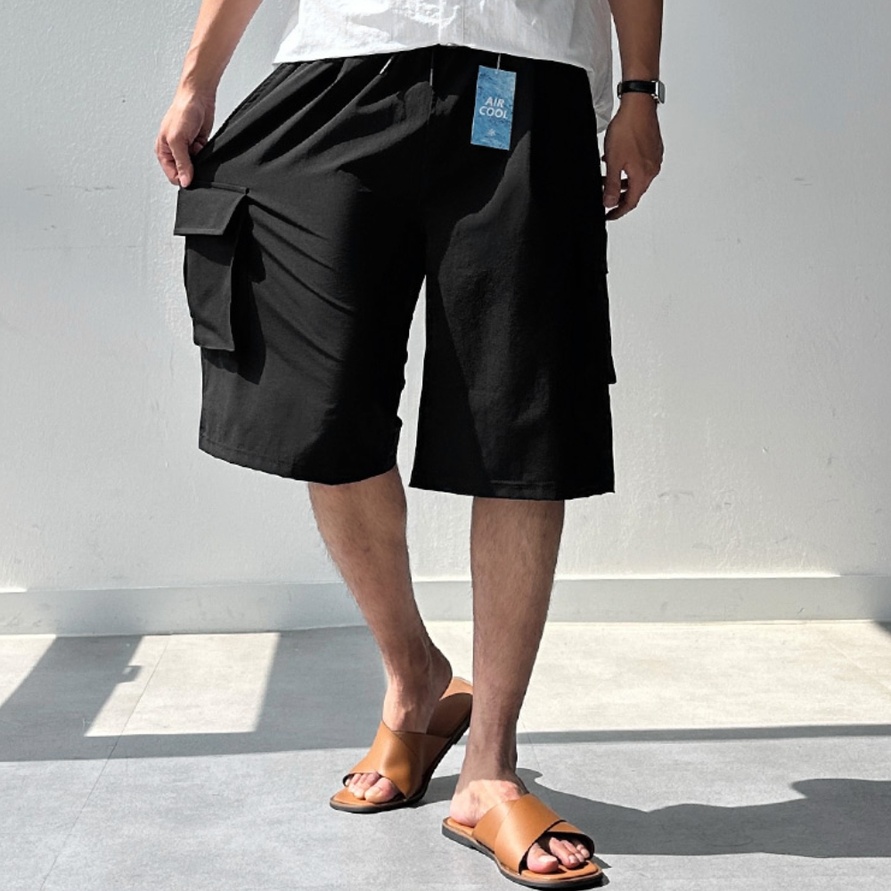 남자 페니 여름 아이스 쿨 냉감 밴딩 버뮤다 숏 카고 팬츠 반바지