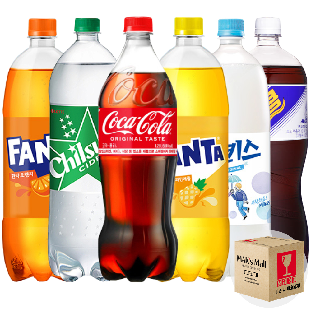 사무실 탕비실 음료수 1.5L 제로 코카콜라 칠성 환타 포카리 식혜 오렌지 6입 각1개씩 - 상세 이미지 2