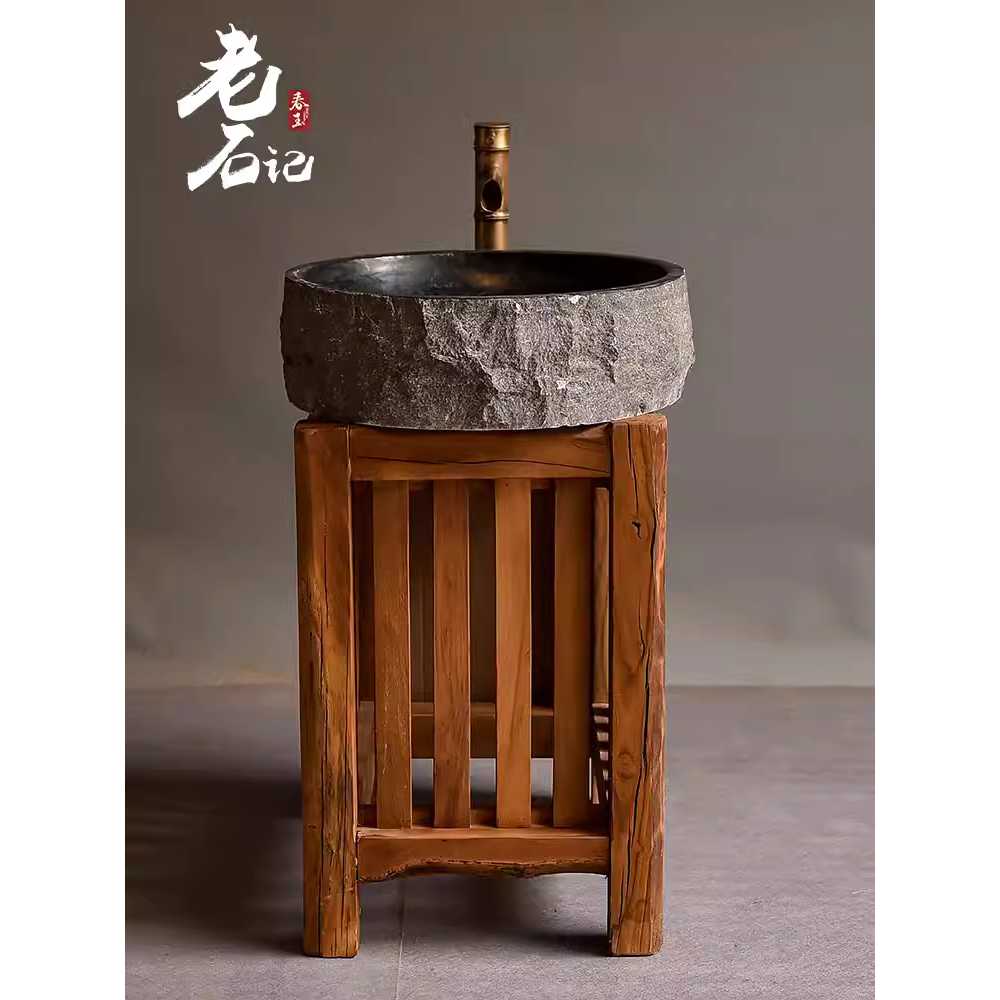 돌세면대 개수대 석재 레스토랑 빈티지 화장실 자연 사각 - 상세 이미지 4