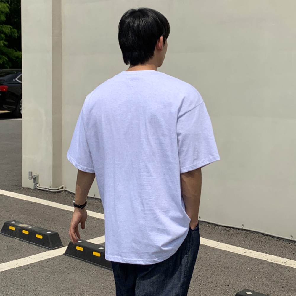 남자 로글 박스 오버핏 여름 레터링 프린팅 반팔티 - 상세 이미지 4