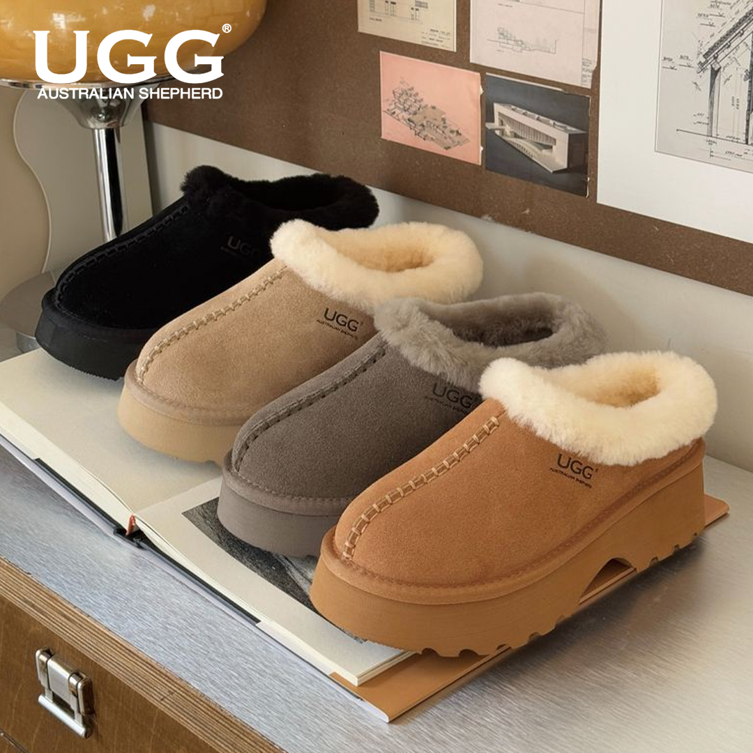 호주 에버어그 아드리안 양털 플랫폼 통굽 여성 겨울 방한 슬립온 슬리퍼 뮬 AS2102