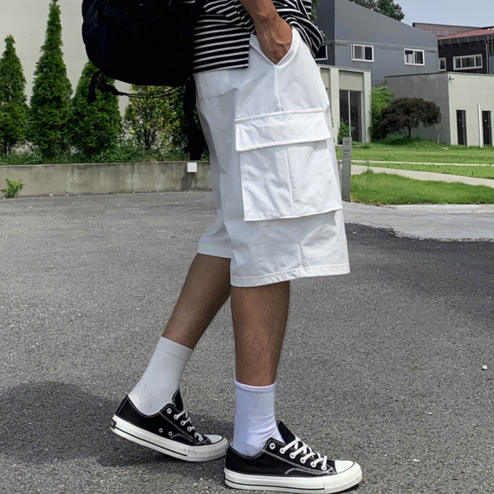 남자 페니 여름 아이스 쿨 냉감 밴딩 버뮤다 숏 카고 팬츠 반바지 - 상세 이미지 5