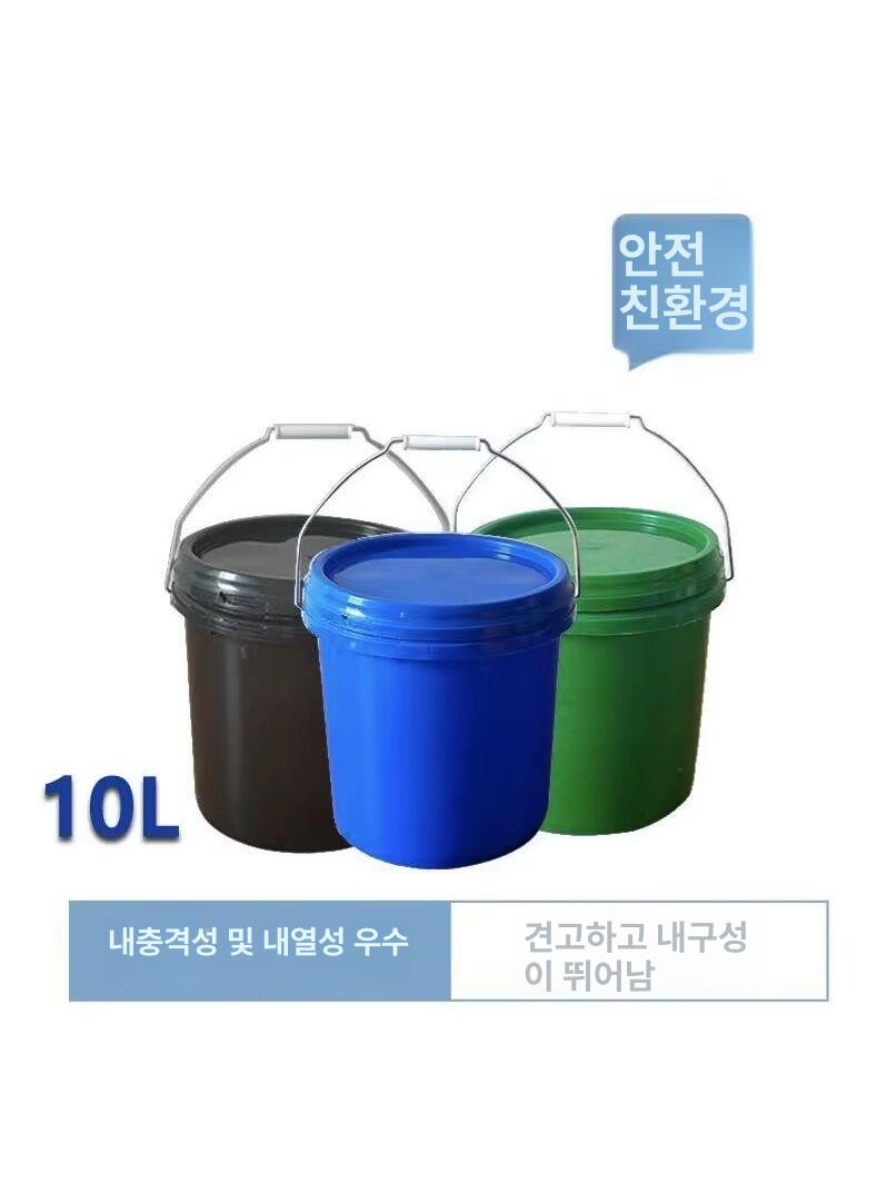 플라스틱 들통 유백색 벌크통 바케스 기본 두께 10L 캡 포함 커버 L - 상세 이미지 4