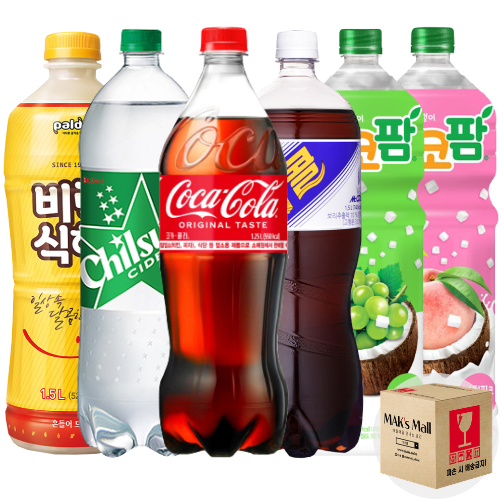 사무실 탕비실 음료수 1.5L 제로 코카콜라 칠성 환타 포카리 식혜 오렌지 6입 각1개씩 - 상세 이미지 4