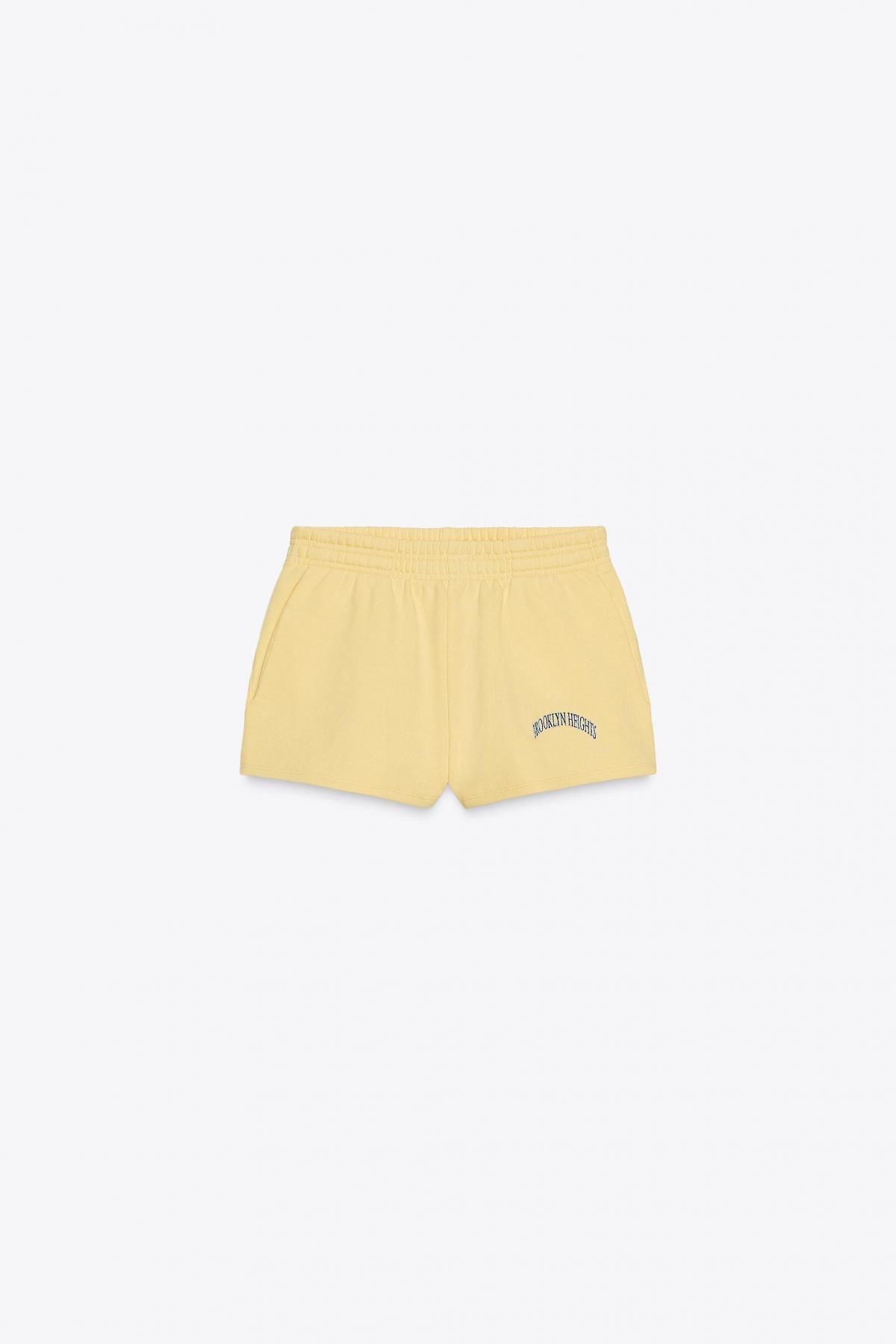 자라 자수 텍스트 플러시 밴딩 반바지 4174/114 YELLOW - 메인 이미지