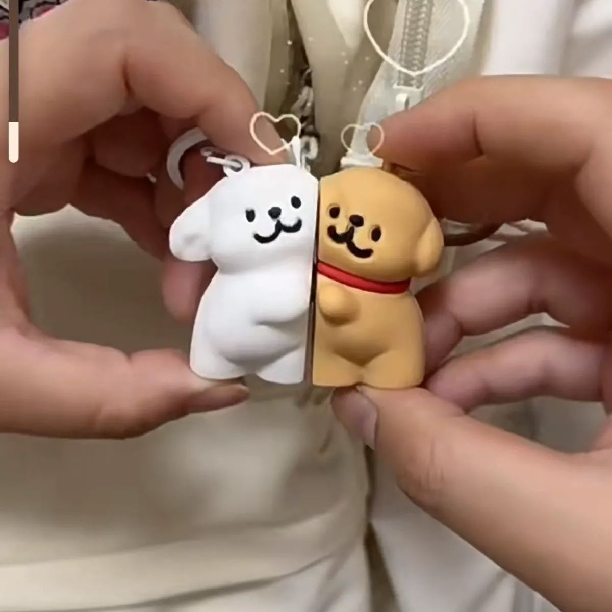 커플 강아지 자석 마그네틱 인형 키링 키홀더 참 백참 장식 열쇠고리 백꾸 가꾸 폰꾸 쓸데없는 친구 우정 커플 선물 커플템 우정템 - 상세 이미지 2