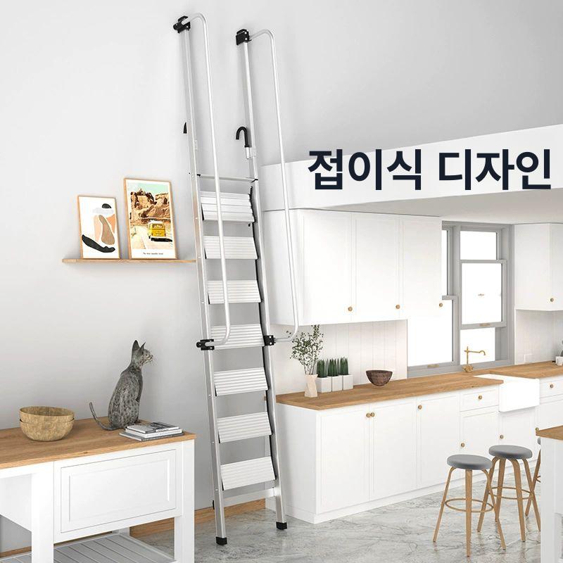 다락방사다리 접이식 계단 옥탑 천장 폴딩 다락 가정용 평판 8단 표준 적합 2 2.2m 직각사다리 - 상세 이미지 5