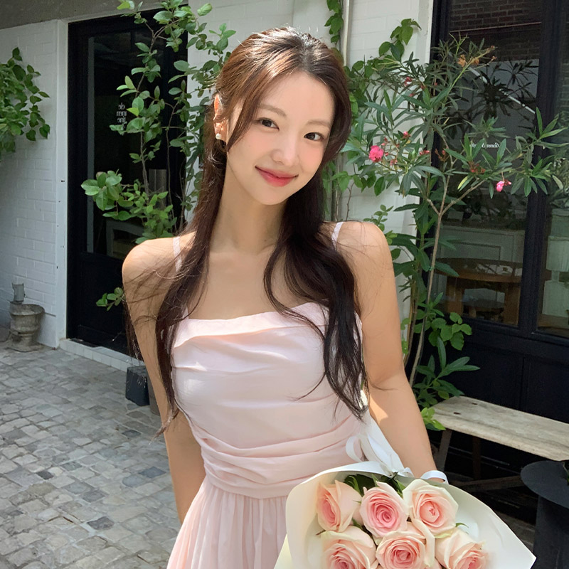 코튼 셔링 플레어 뷔스티에 롱 원피스 op15778 - 상세 이미지 2
