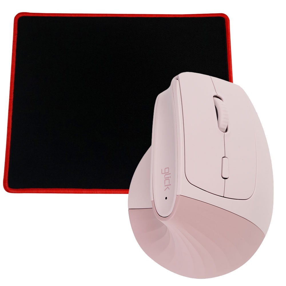 지클릭커 오피스프로 버티컬 도톰스콘 OP80 무소음 블루투스 무선마우스 with PAD 핑크